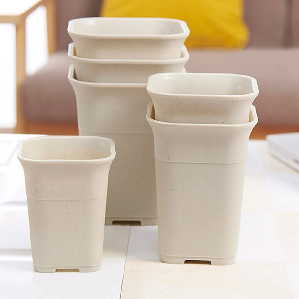 

10pcs Plastic Flowerpots Square Mini Succulent Basins Thickened With Drainage Holes For Cactus Bonsai Beige S Durable