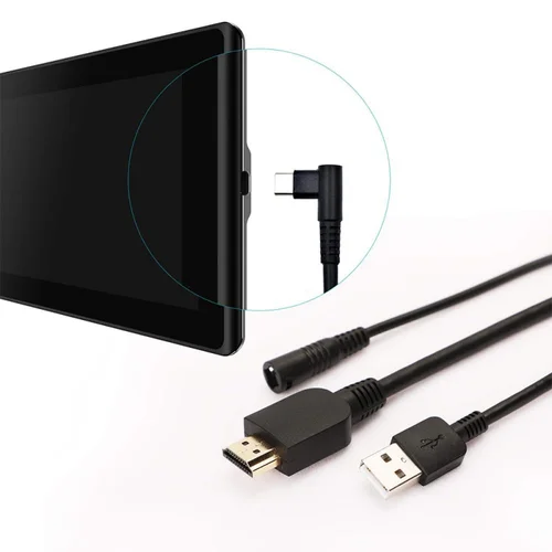 Imagen 2 del producto Cable CB01 3 en 1 adecuado para tableta Huion Kamvas Pro 12 / Pro13 / Pro16 con alimentación HDMI y cables USB