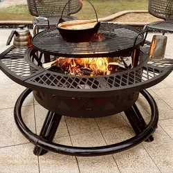 Outdoor craftsman household firewood heating stove, barbecue rack, courtyard barbecue stove