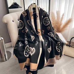 NEW Brand Design Thickened Double-sided Warm Scarf Imitation Cashmere Short Beard Shawl Autumn Winter Coldproof Female Scarf