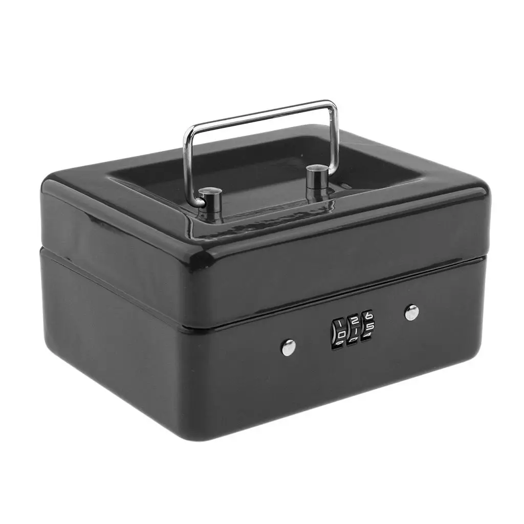 Money Box Metal Lock Boxes Portable 15x12x8 Case Accessories