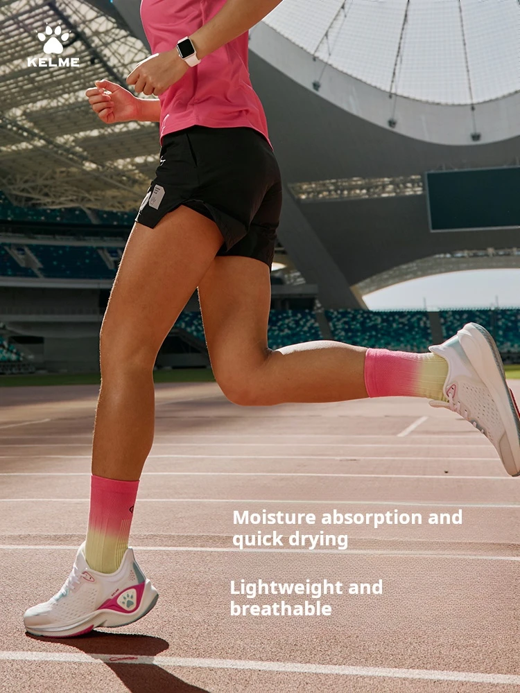 

Kelme Women's Fake Two-piece Sports Shorts Anti-exposure Marathon Breathable Shorts Training Fitness Quick-drying Pants