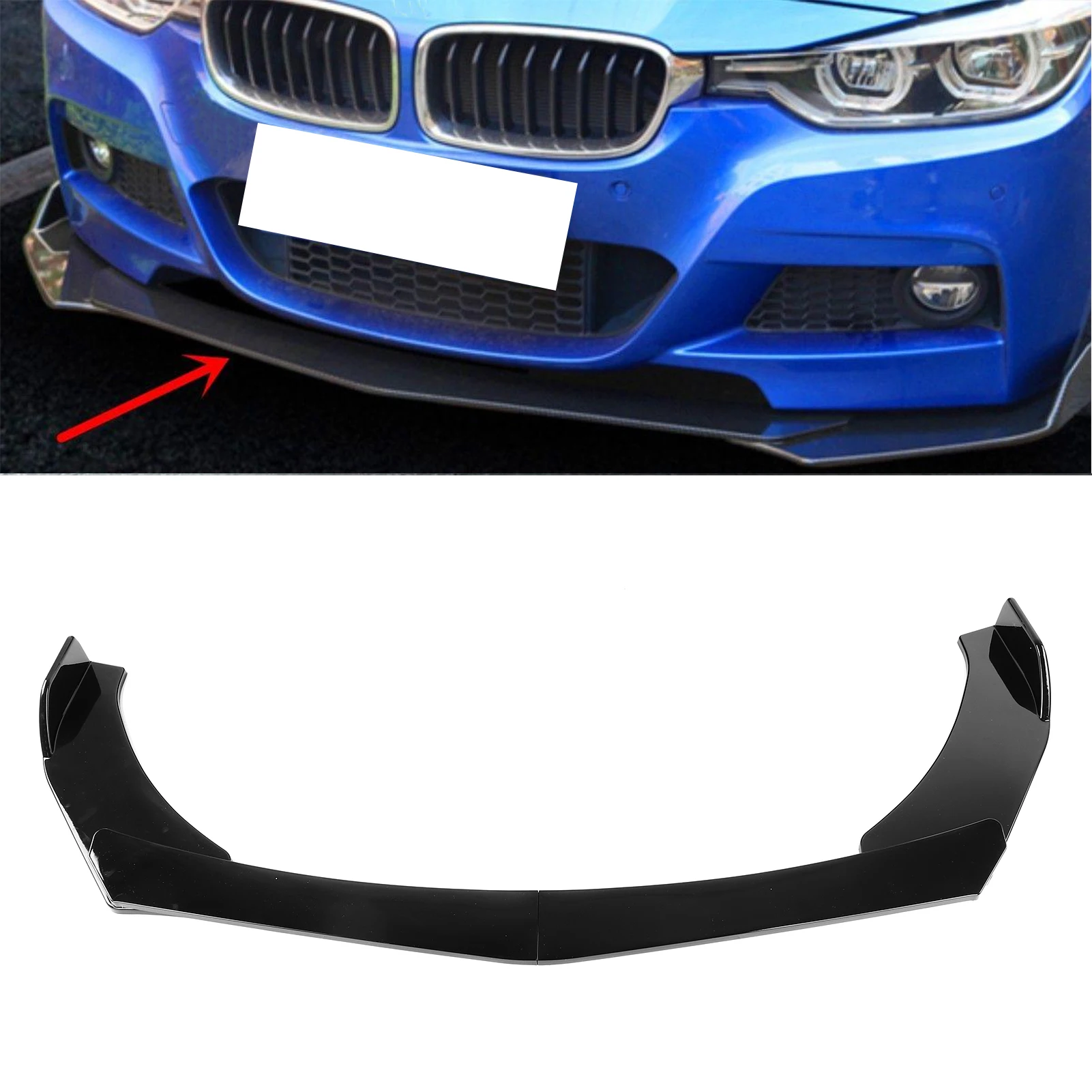 

4Pcs Universal Front Bumper Splitter Lip Lower Chin Diffuser Spoiler Deflector Body Kit Exterior Body Kits Front Bumper Splitter