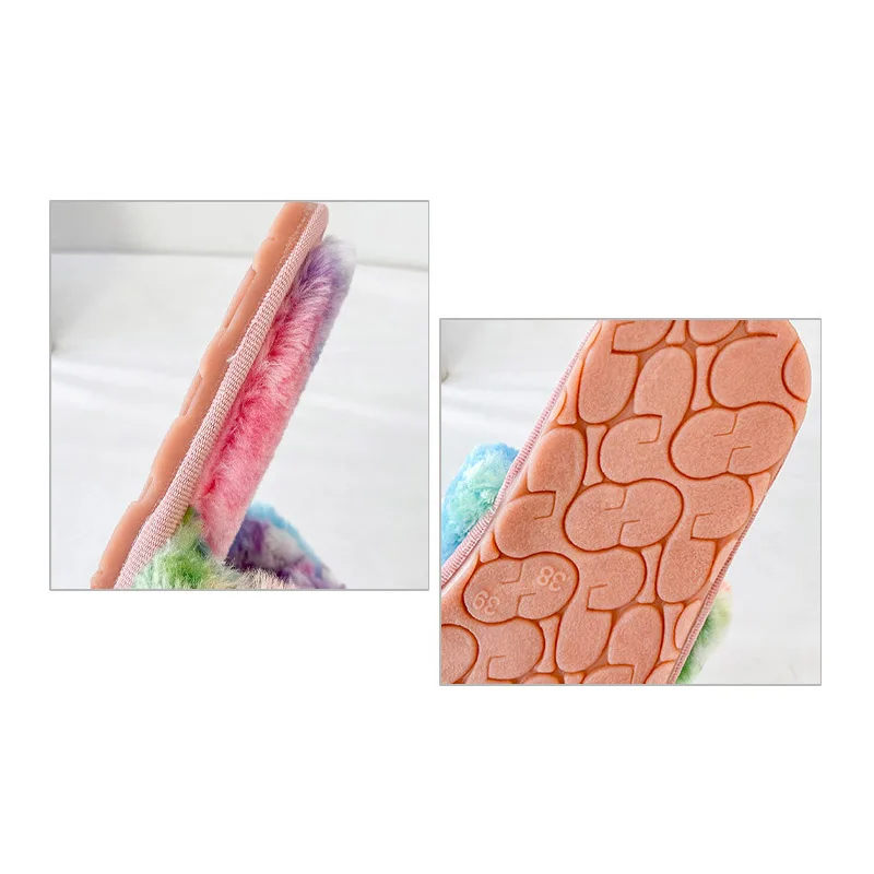 slippers women's large size home colorful leopard print one word plush cotton slippers BF11