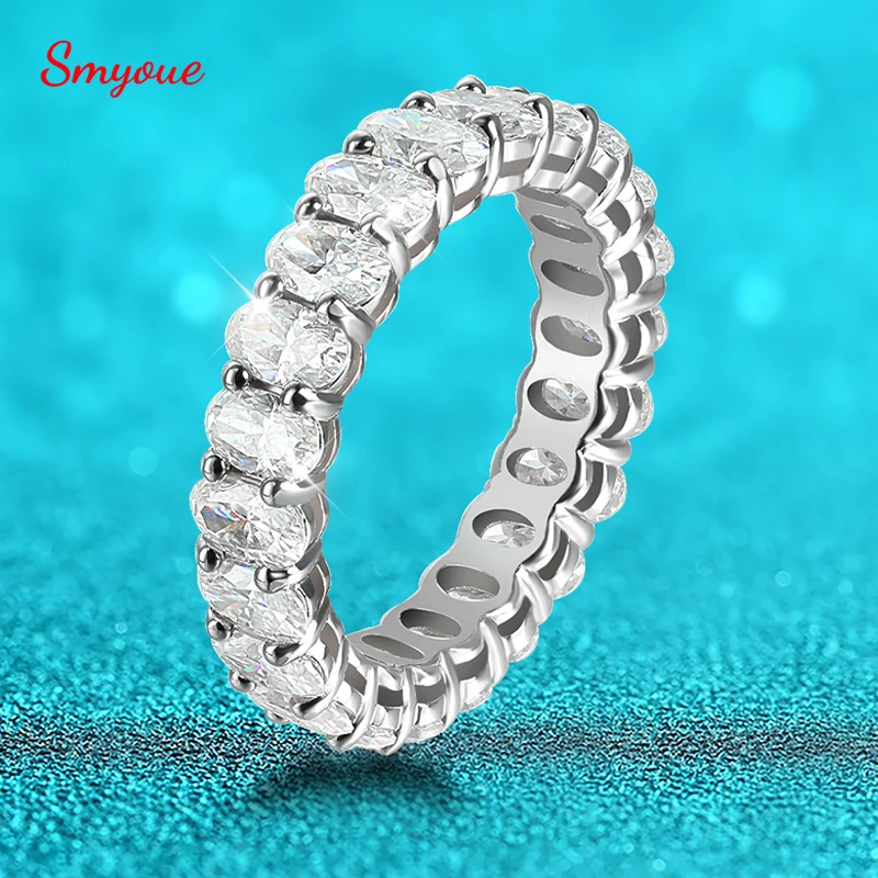 

Smyoue 2.5/6.6cttw Oval Cut All Moissanite Ring for Women Sparkling Diamond Wedding Full Eternity Bands S925 Sterling Silver GRA