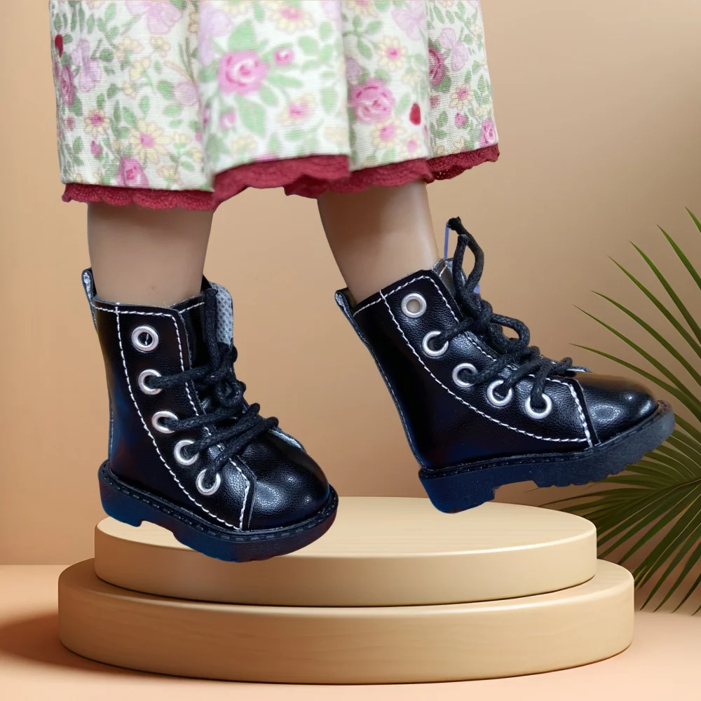 New 6.5cm Short Ankle Boots 1/4 Scale Doll Footwear for Mia Corolle Paola Reina Retro Lace-Up Sturdy Sole Fashion Gift Toy Shoes
