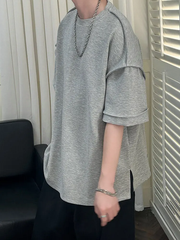 

Мужская летняя футболка свободного кроя в стиле ретро с американским декоративным дизайном и эффектом пэчворк, премиум-класса, с ощущением высокого качества