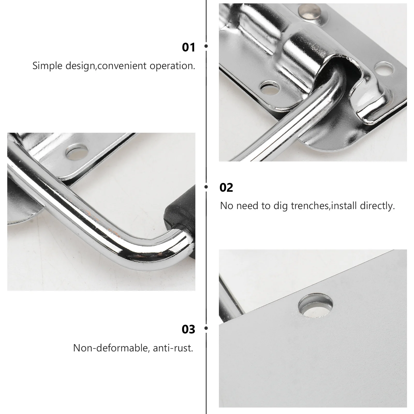 

2Pcs Folding Flight Case Handles Heavy Duty Iron Recessed Spring Loaded Comfortable Grip Case Accessories Silver