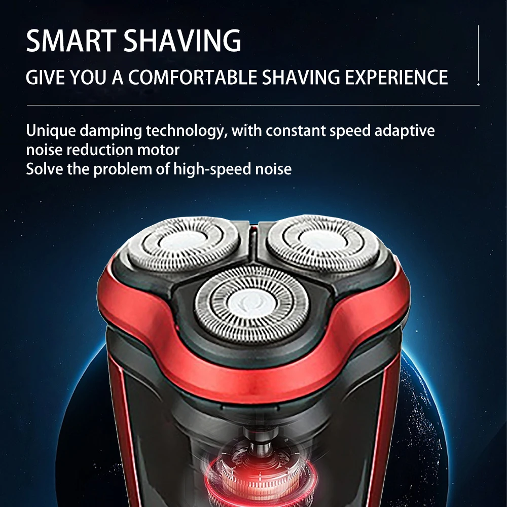 Kemei KM-9013 3D Electric Shaver For Men Wet Dry Beard Bald Head Electric Razor Rechargeable Facial Shaving Machine