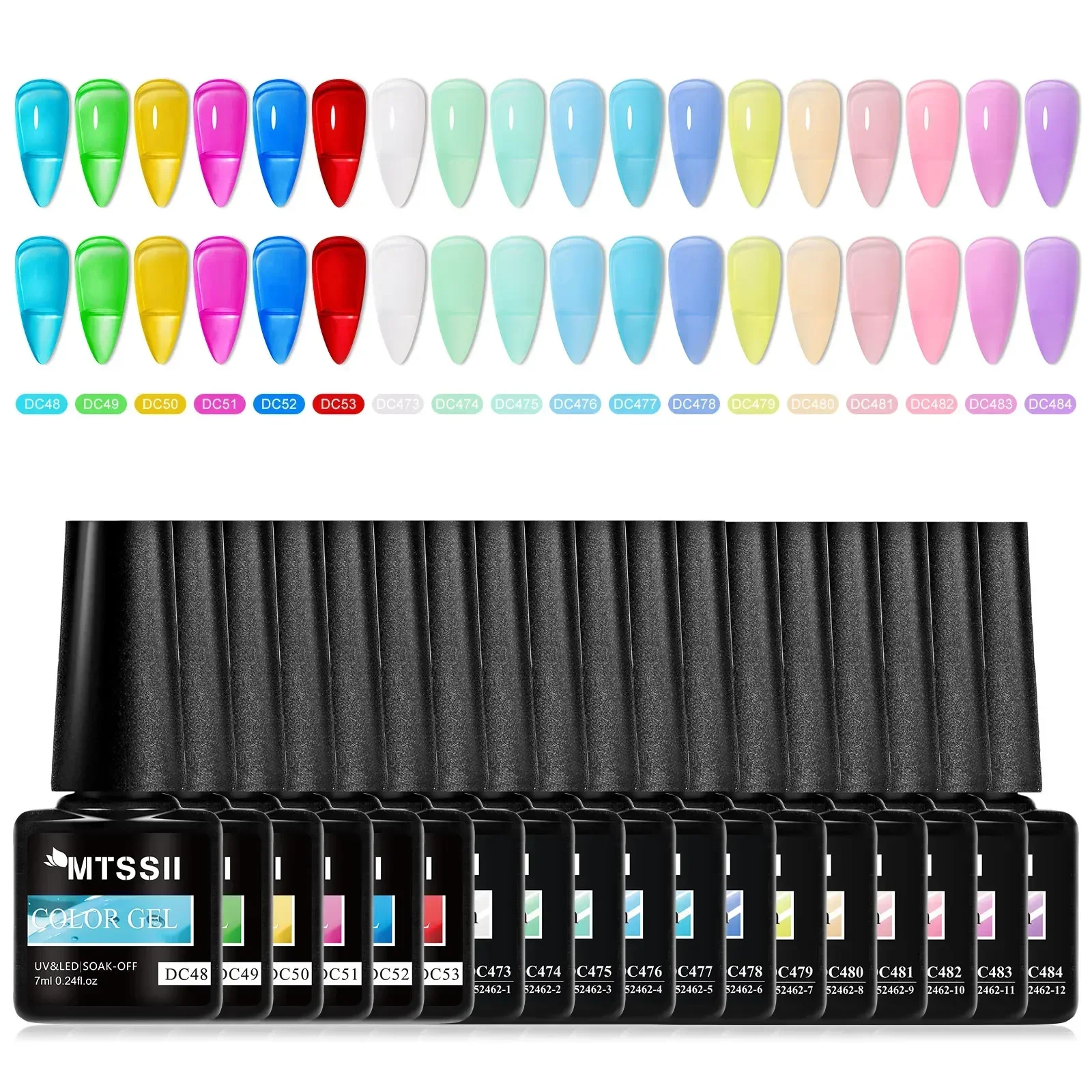 18 개/대 Mtssii 누드 크리스탈 글리터 고무베이스 젤 세트 자연 색상 세미 퍼머넌트 UV LED 젤 네일 아트 바니시 키트