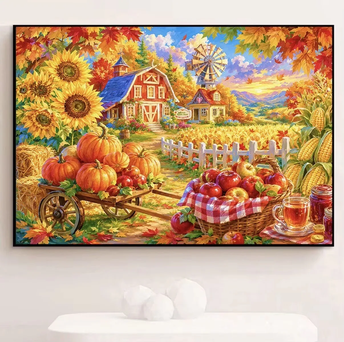 Jigsaw Puzzle 500/1000/1200/2000PCS Colorful Autumn Farm Harvest Scene DIY Hand‑assembled Puzzle Stress Relief Toy Holiday Gift