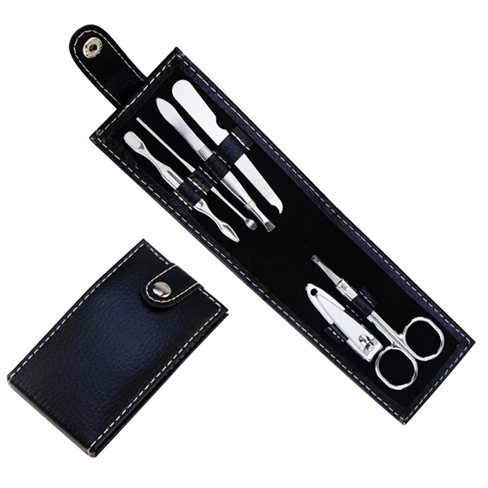 6개입 스테인리스 스틸 페디큐어 도구 세트, 금속 손톱깎이 트리머 파일 키트, 가정용 손톱깎이 세트, 휴대용 매니큐어