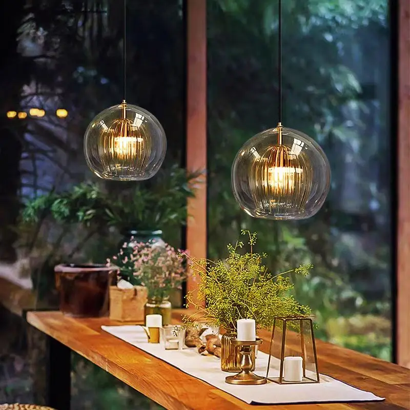 

Nordic Design Modern Glass Globe Pendant Lamp Led Kitchen Island Hanging Light Lighting Easy Home Decoration Chandeliers Fixture