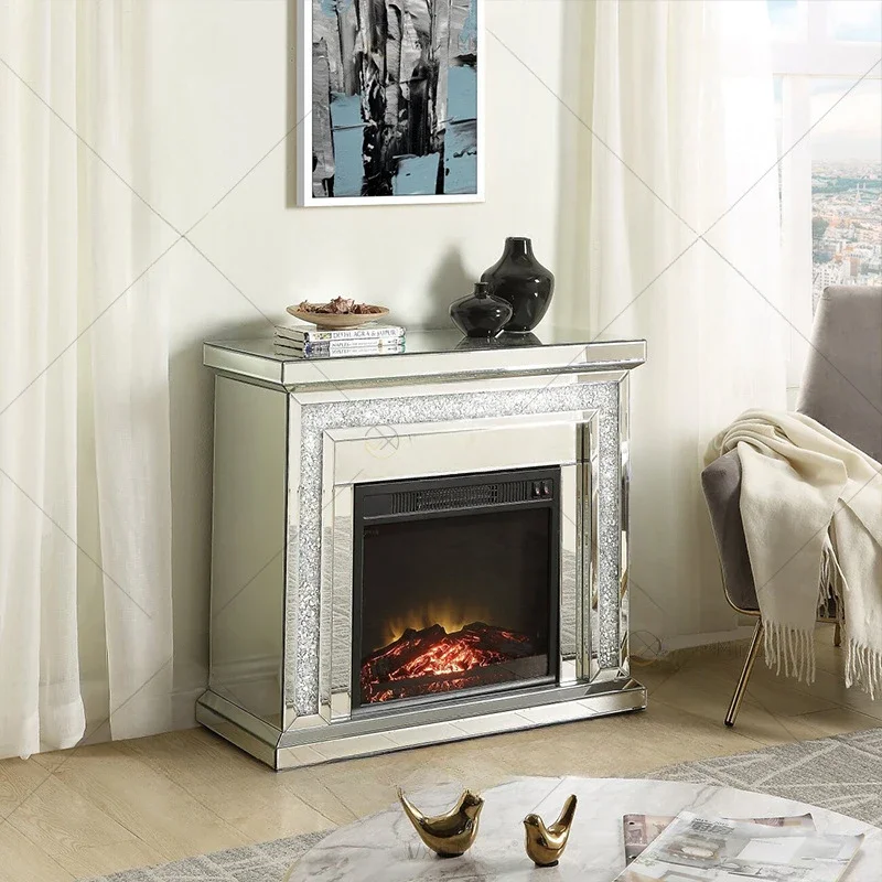 

Mirror fireplace glass simulation flame 3D atomization electricity North American living room heating cover decoration