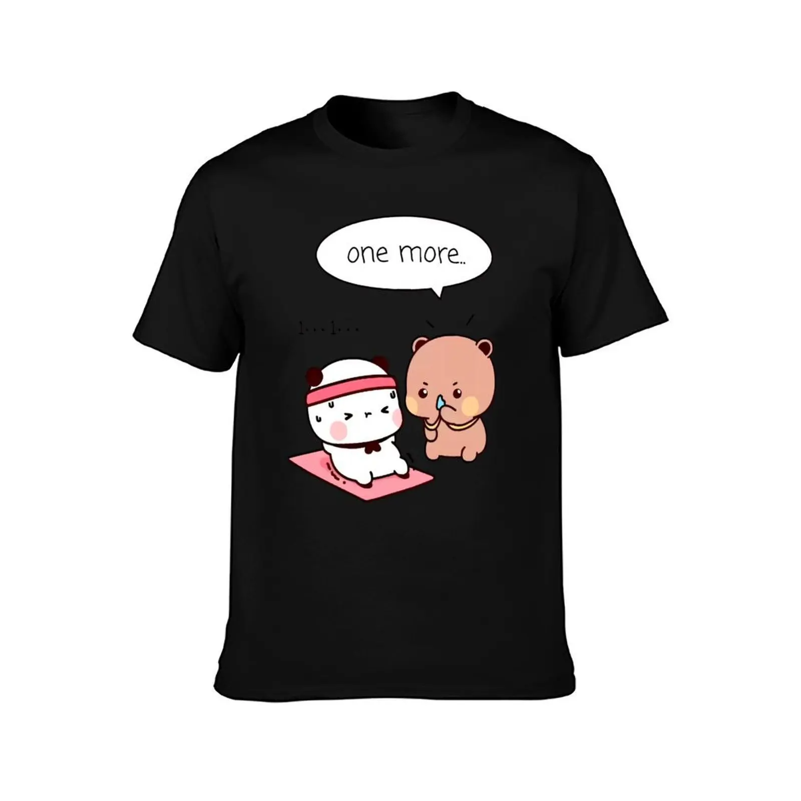 Bubu and Dudu Workout, Health, wealth, Mental peace, Encouraging Panda Persuades Bear to Exercise T-Shirt, Vintage Graphic Print