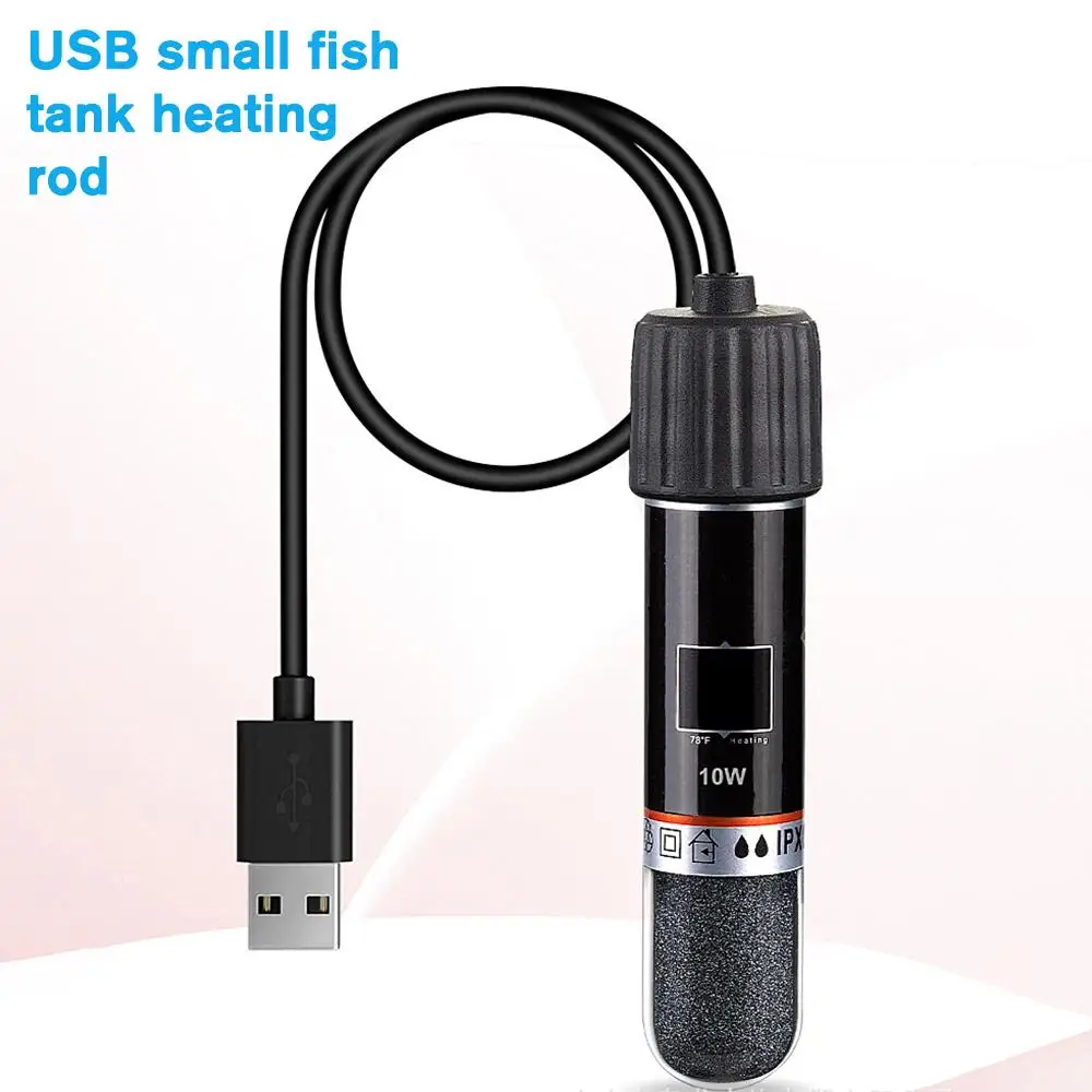 Underwater Aquarium Heater Mini Heating Rod Pet Water Dispenser Low Pressure Heating USB Thermostat Small Fish Tank Heating Rod