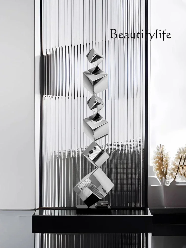 99 YY Simple Fashion Modern Luxury Figurines Living Room Miniatures Decoration Crafts Geometric Stainless Steel Decor Accessorie