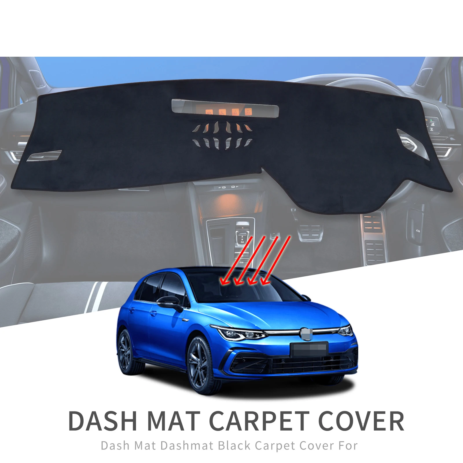 

Car Dashboard Mat for VW Golf 8 MK8 2020 2021 2022 2023 2024 GTI R Sunshade Protective Carpet Dash Mat Dashmat