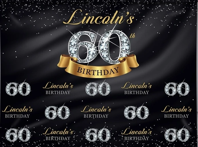 Пользовательский 60-й день рождения золотой шаг и повторение алмазные блестящие фоны фотография студия фоны