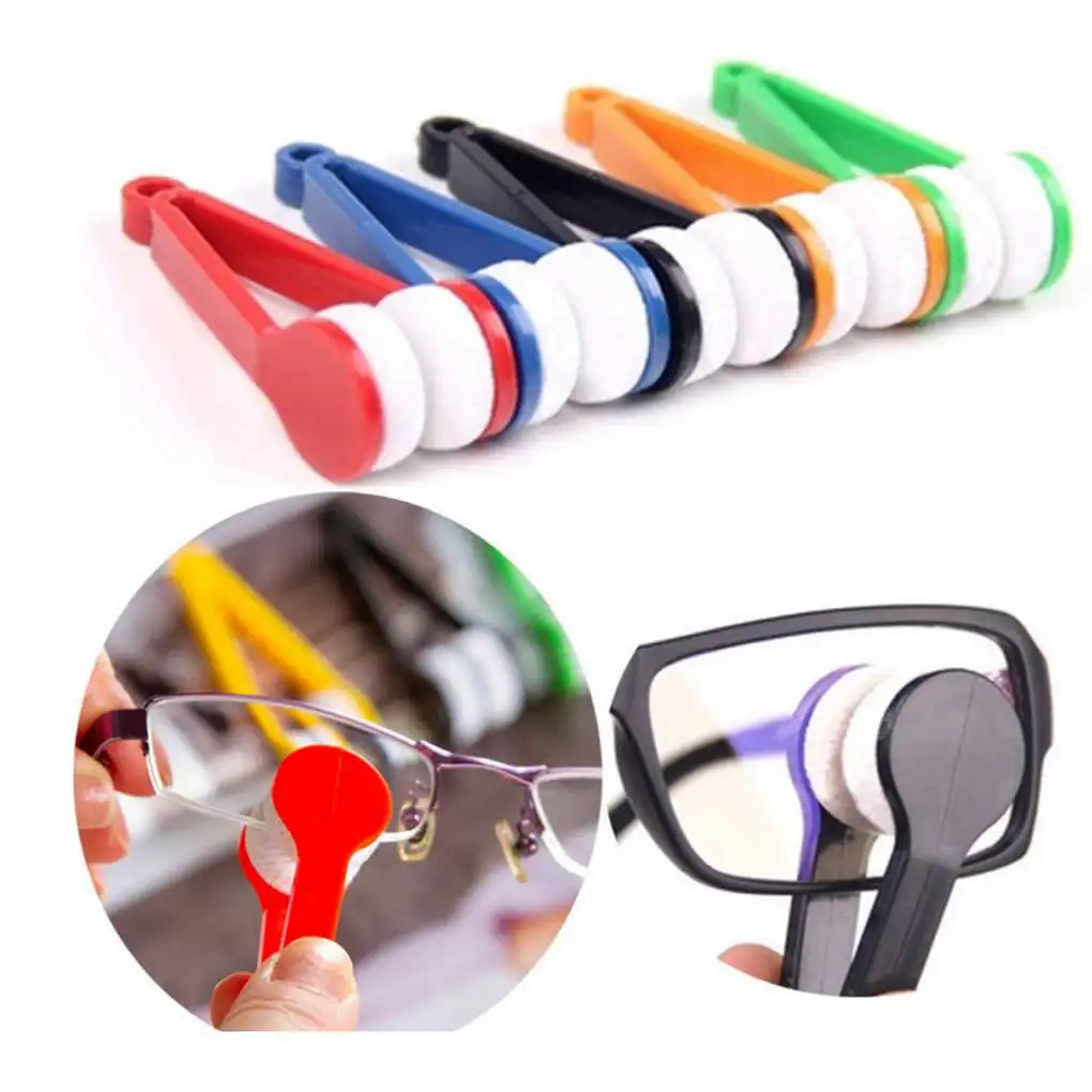 Portable Multifunction Microfiber Glasses Soft Brush Spectacles Cleaner Tool Random Color