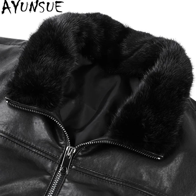 AYUNSUE New Genuine Leather Jacket Men Clothing Real Sheepskin Jackets for Men Goose Down Leather Jacket Men Chaquetas Hombre