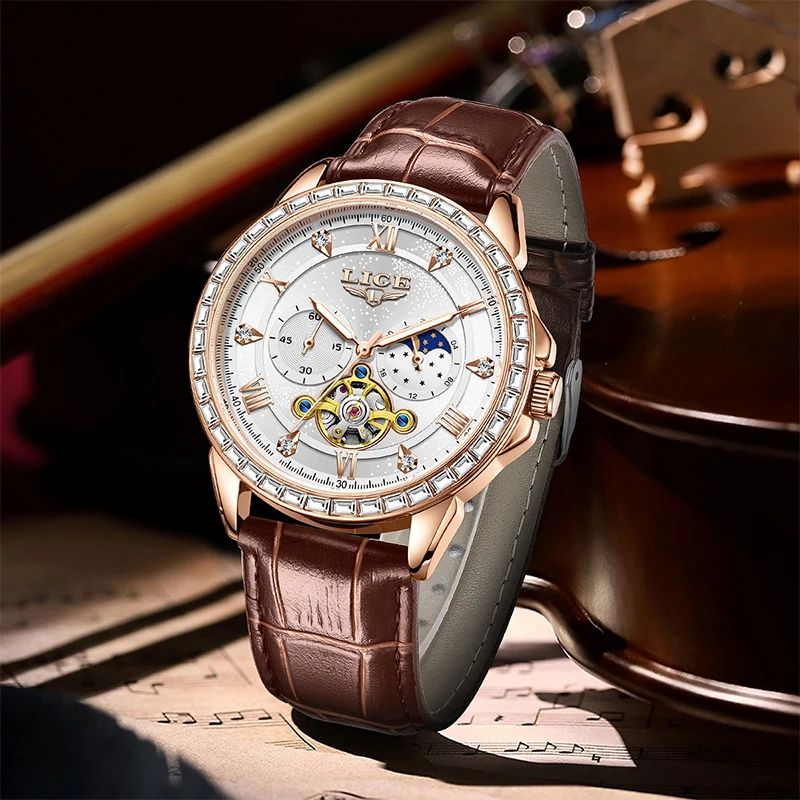 LIGE Men's Top Luxury Watches Fashion Business Automatic Mechanical Watch Men Waterproof Luminous Wristwatches Reloj Hombre+Boxs