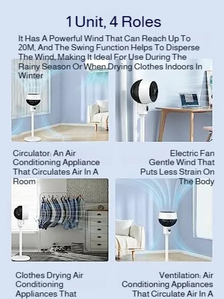 Home Electric Vertical Tower Fan with Silent Convection Technology, Oscillating Floor Air Circulation Fan for Quiet Cooling