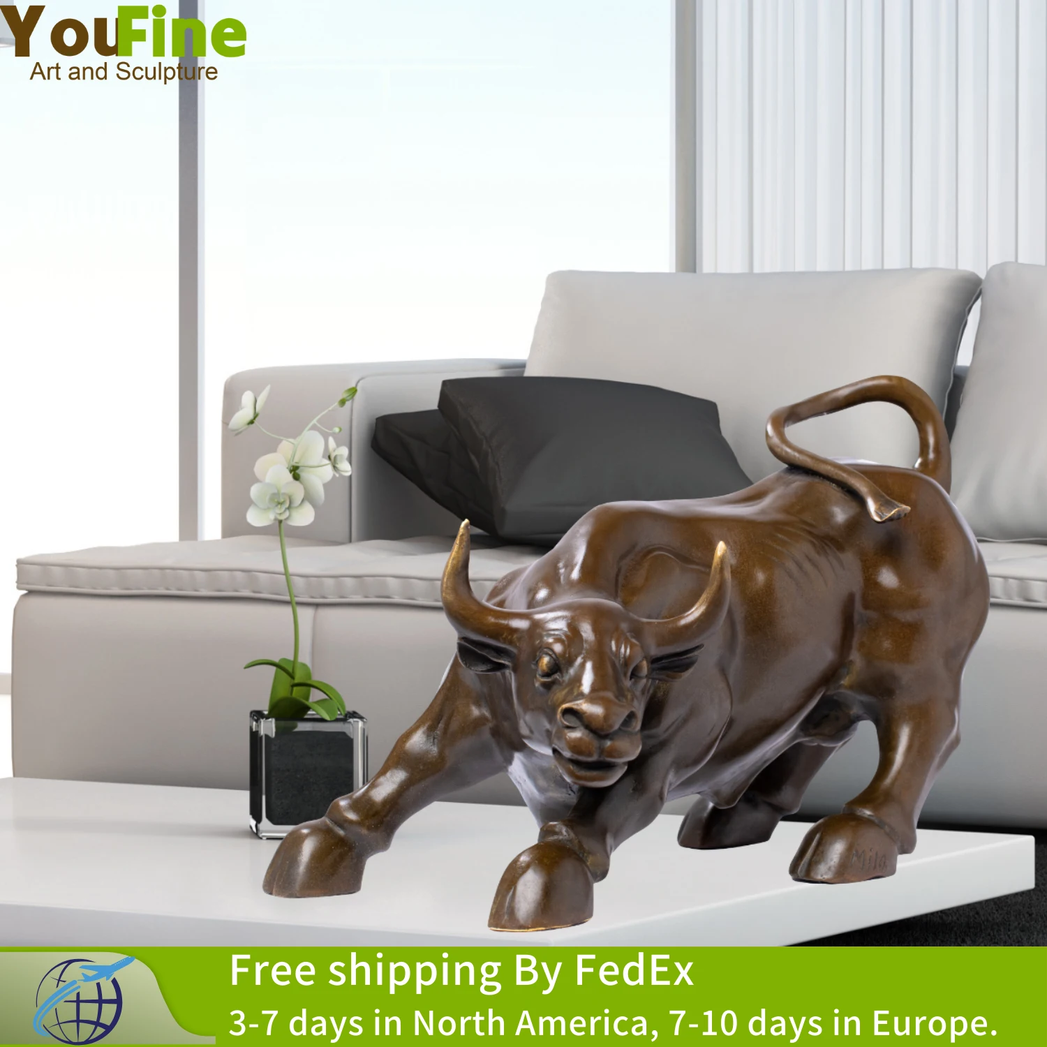 

Hot Casting Bronze Wall Street Bull Sculpture Bronze Charging Bull Statue Handmade Animal Art Crafts For Home Office Decor Gifts