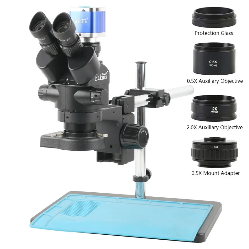 Microscopio stereo trinoculare Simul-Focus 3.5X-90X 48MP 4K HDMI USB Videocamera industriale per riparazione saldatura chip PCB