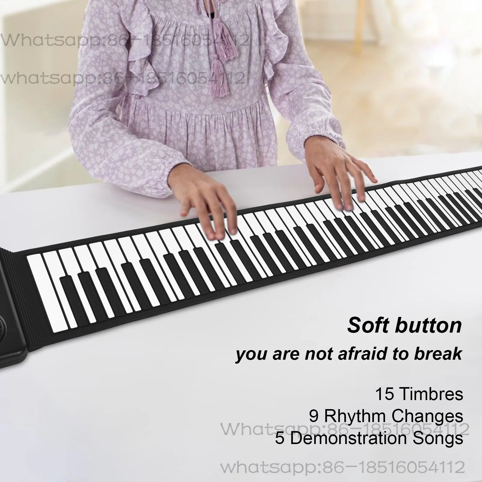 88 Key Portable Piano Handroll Electronic Piano Environmental Silicone Foldable Piano Home Practice for Travel Beginners