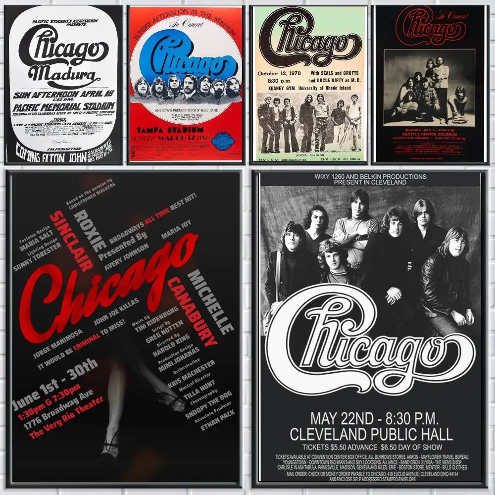 band C-Chicago-O Poster Peel and Stick Wall Art for Cafe Office Bar and Home Decoration