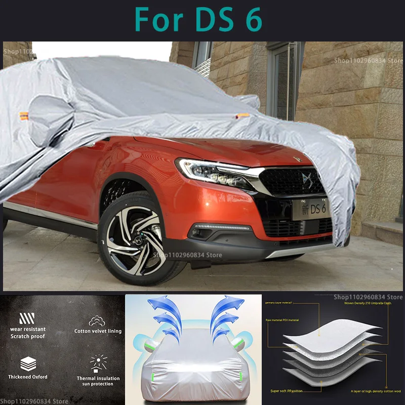 

For DS6 210T Waterproof Full Car Covers Outdoor Sun uv protection Dust Rain Snow Protective Auto Protective cover