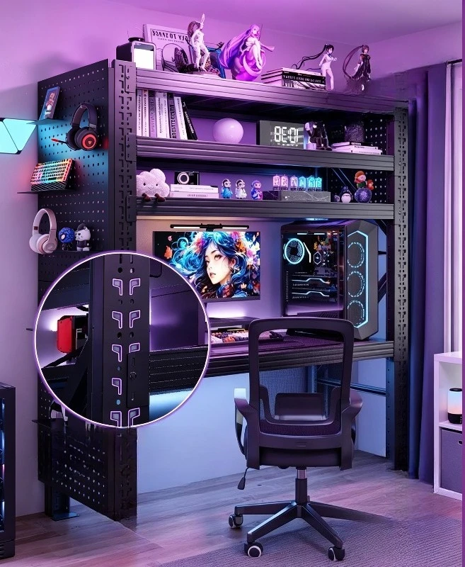 The computer desk can be used to store e-sports desks, home pegboards, and adjustable study desks