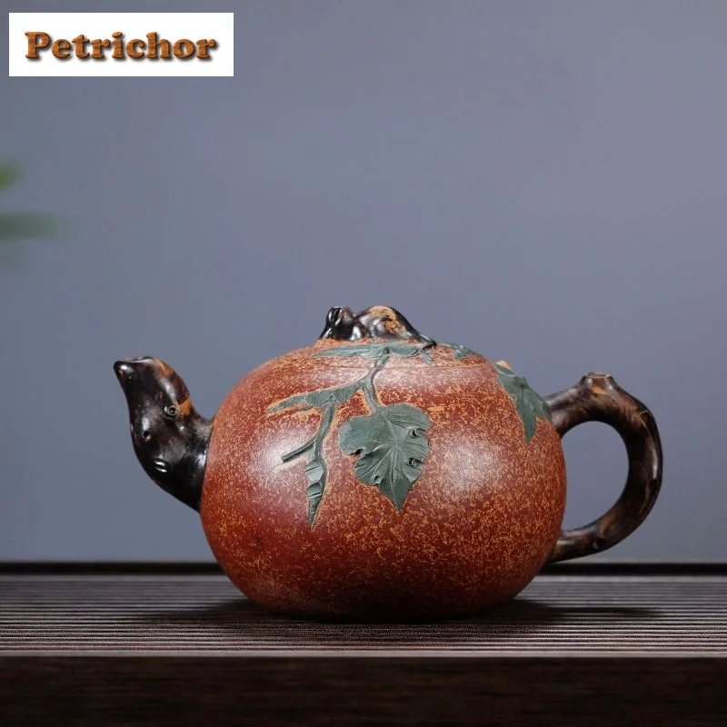 

400ml Creative Yixing Purple Clay Teapots Handmade Rat Melon Pot Raw Ore Section Mud Tea Making Kettle Zisha Tea Set Accessories