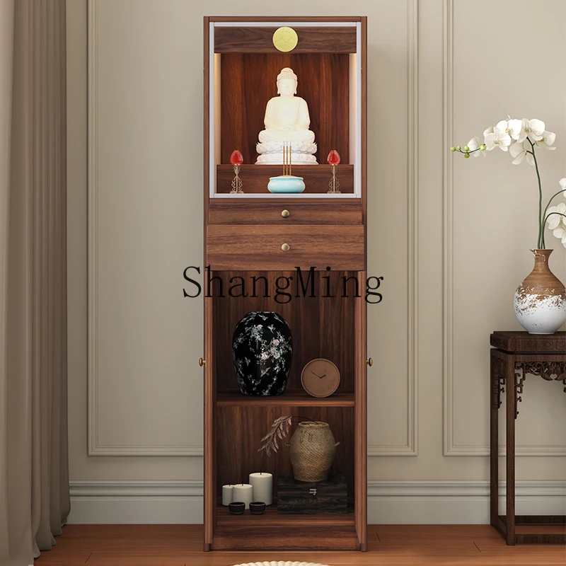 CL  solid wood Buddhist niche Buddhistcabinet with door simple new Chinese shrine offering table for home use