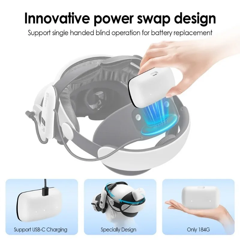 BOBOVR B100 بطارية بديلة لبطارية BOBOVR S3 Pro 10000mAh قوة بطارية مغناطيسية قابلة للتبديل السريع متوافقة مع ميتا كويست 3