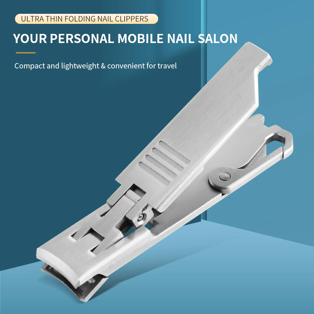 Cortador de unhas portátil ultrafino, cortador de unhas dobrável de bolso pequeno, cortador de mandíbula larga com chaveiro, aparador curvo2028