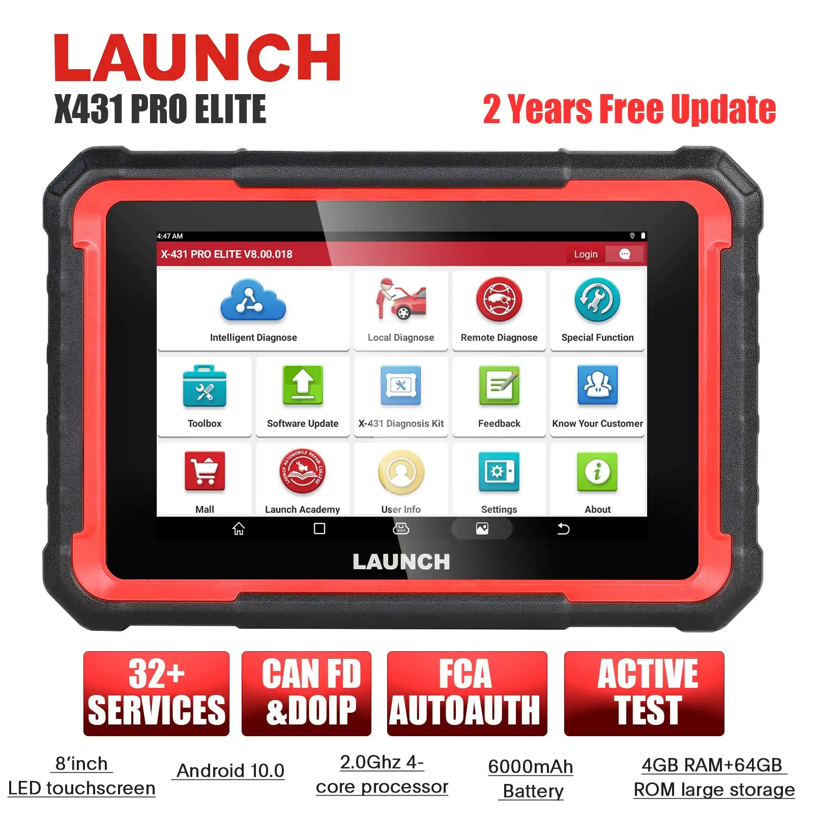

Launch X431 PRO ELITE Auto Full System Car Diagnostic Tools CAN FD Active Tester OBD2 Scanner