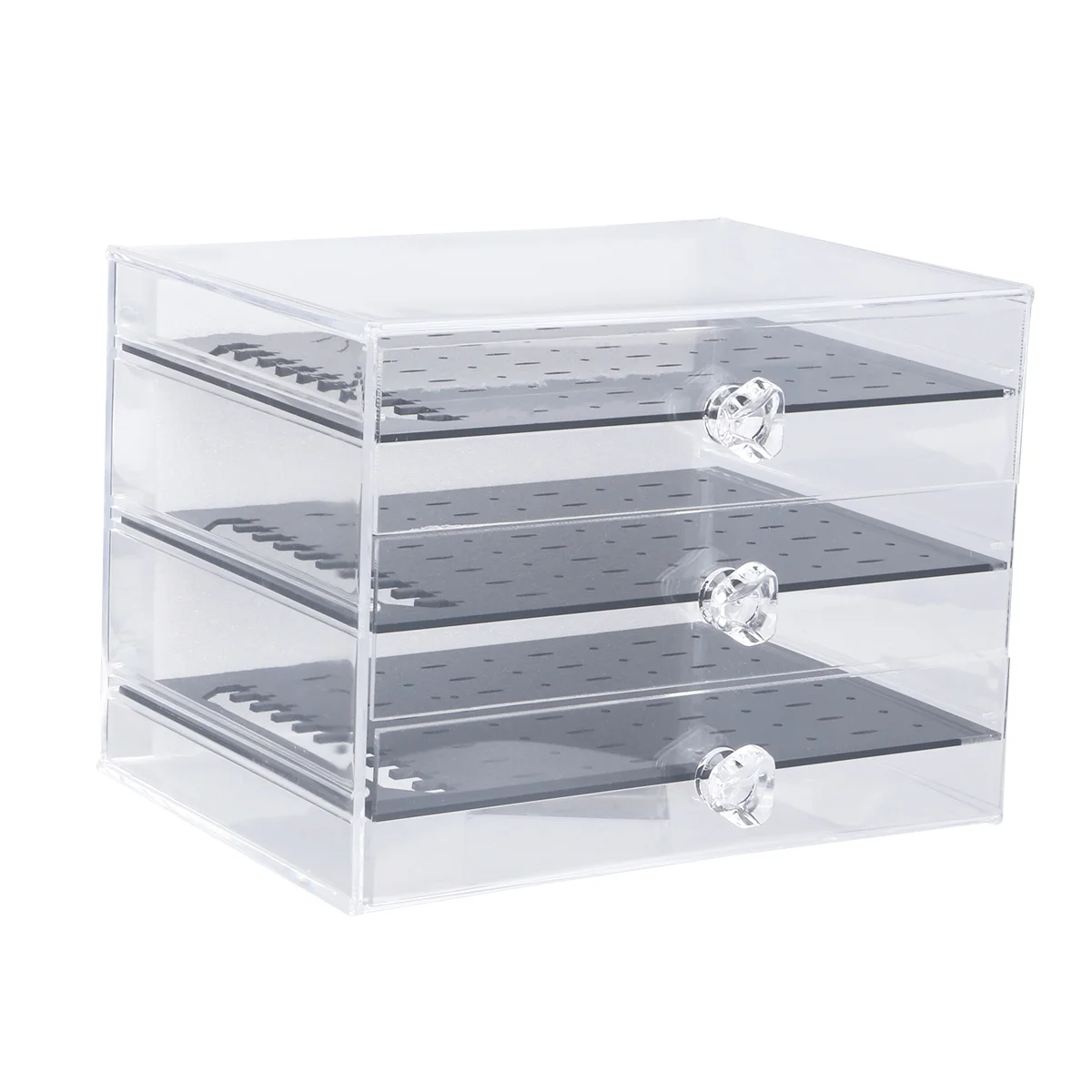 

Durable Acrylic Earring Display Box 3 Drawer 30 Slots 270 Holes Large Capacity Desktop Jewelry Organizer Black
