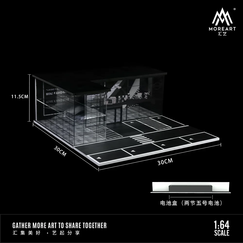 TimeMicro&MoreArt 1/64 4S Showroom with Led Lighting Diorama theme car showroom light version assembly storage display scene