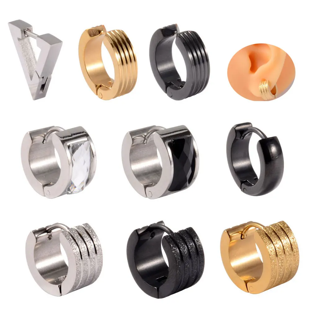 

Leosoxs 1 Pcs Stainless Steel Round Frosted Ear Earrings Stainless Steel Diamond Earrings Punk Ear Clips Jewelry