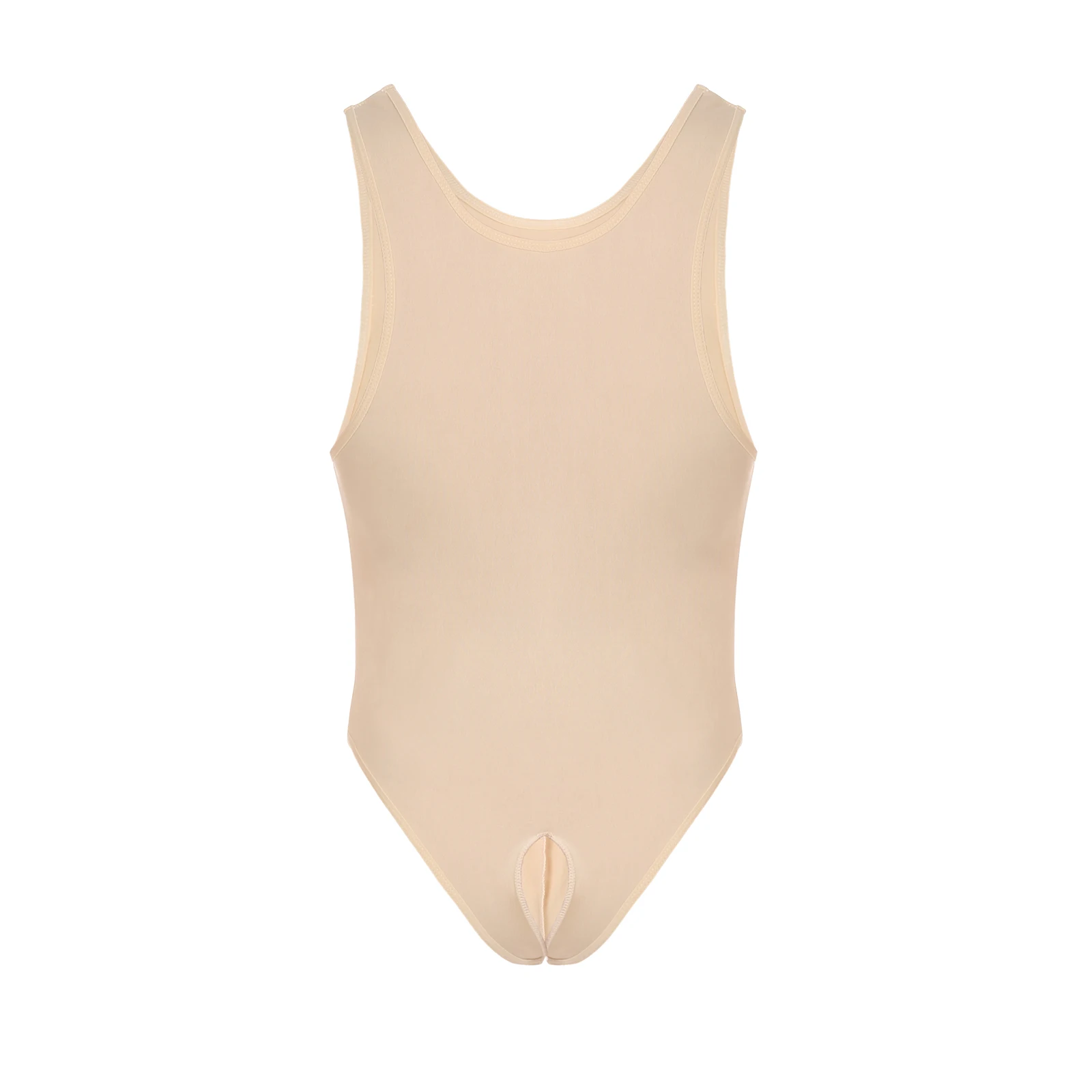 Bodysuit Tummy Control Men Shapewear Sexy Leotard Buttocks Open One-Piece Undershirt Slimming Shaper Sleeveless Tops
