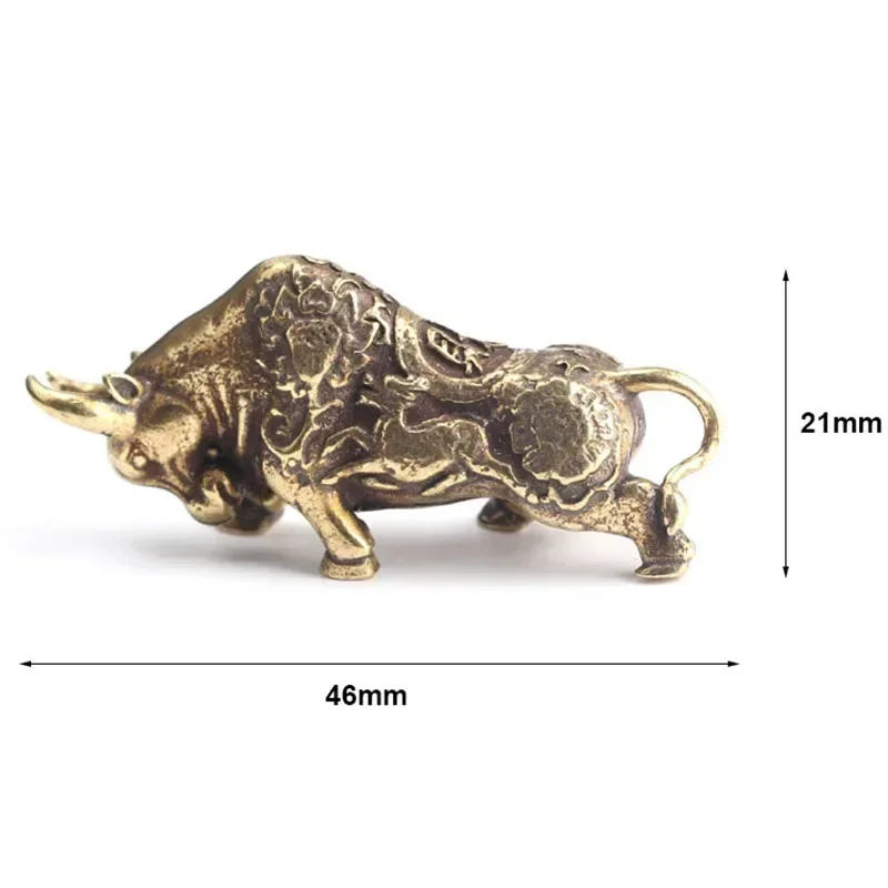 Copper Bull Ornament Vintage Crafts Ornament Miniature Figurines Copper Animal Desk  Tea Pets Decorations Brass Crafts