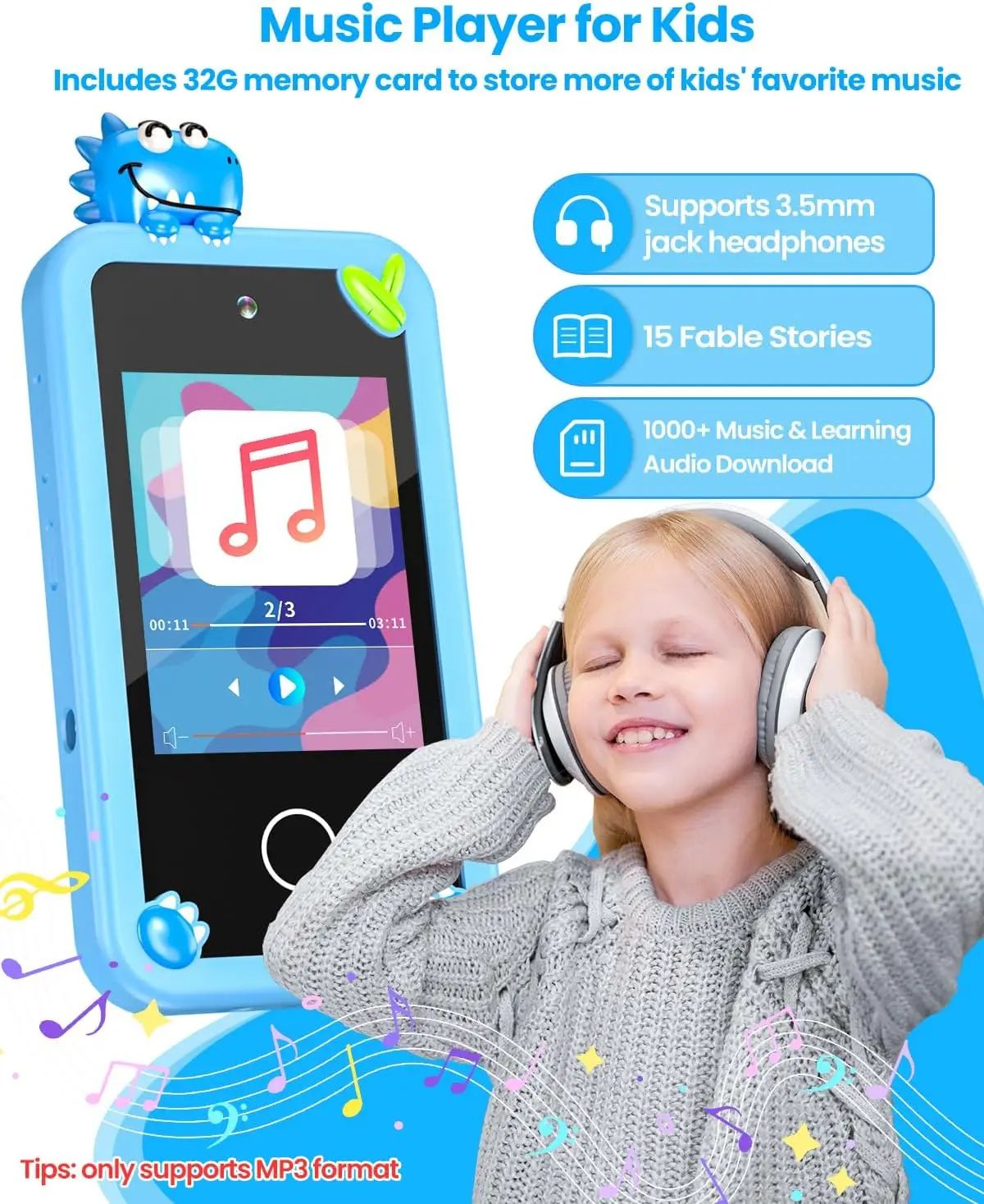Lettore musicale per bambini SmartPhone Toys Cartoon Unicorn Touchscreen Mobile per bambini per ragazze Ragazzi Giocattoli educativi Regali