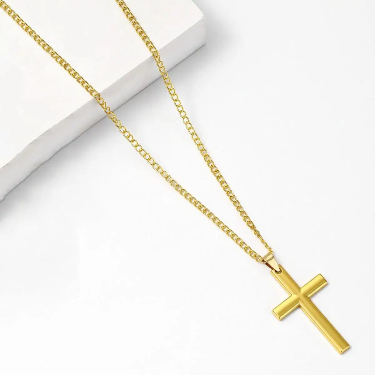 New Trendy Alloy Crystal Cross Pendant Necklaces for Women Fashion Simple Gold Color Clavicle Chain Necklace Collar Jewelry Gift