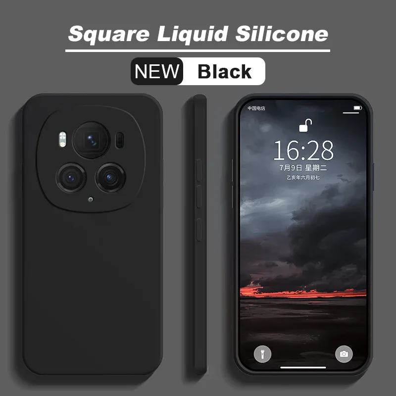 Luxury Square Liquid Silicone Phone Case Cover For Honor Magic6 Magic 6 Pro 6Pro Magic6Pro 5G Soft Candy Color Back Cover
