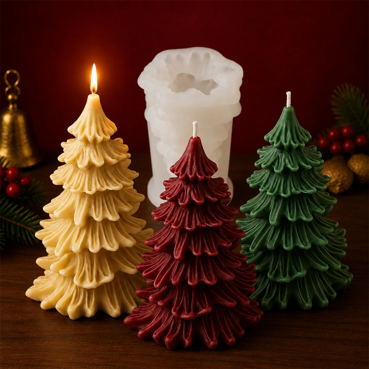 2PCS Cetakan Lilin Pohon Natal - Xmas Candle Making ulasan dan harga