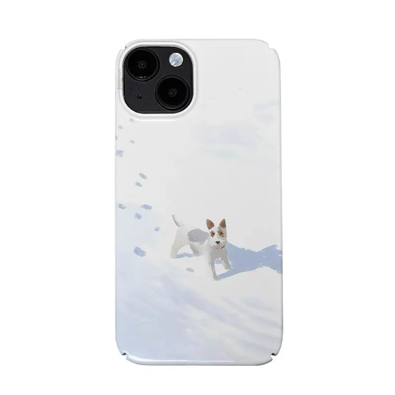 

Ins Snowy Dog with Snowy Sky Phone Case for IPHONE 17 Air 16E 15 PROMAX 14 Plus 13 12 MINI 11 PRO 16Plus XR Acrylic Phone Cover