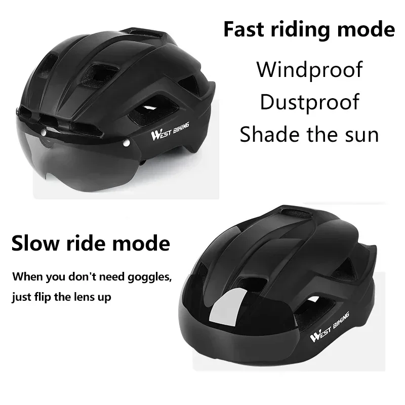 غرب ركوب الدراجات خوذة دراجة مع ضوء الذيل MTB الدراجات الرجال النساء نظارات خوذة الطريق الدراجة مصبوب بشكل متكامل المعدات قبعة السلامة