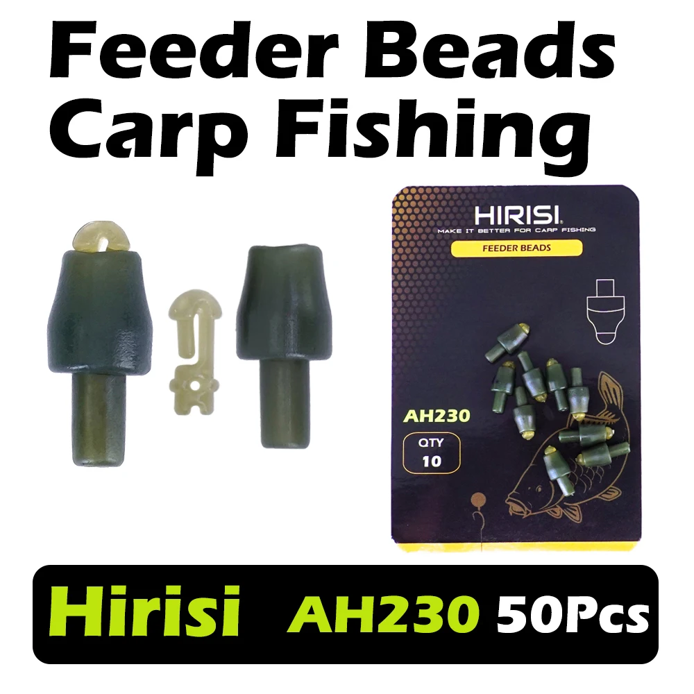 Hirisi AH230 50 Stück Karpfenangel-Inline-Method-Feeder-Verbinder Silikon-Schnellwechselperlen Terminal-Tackle-Zubehör